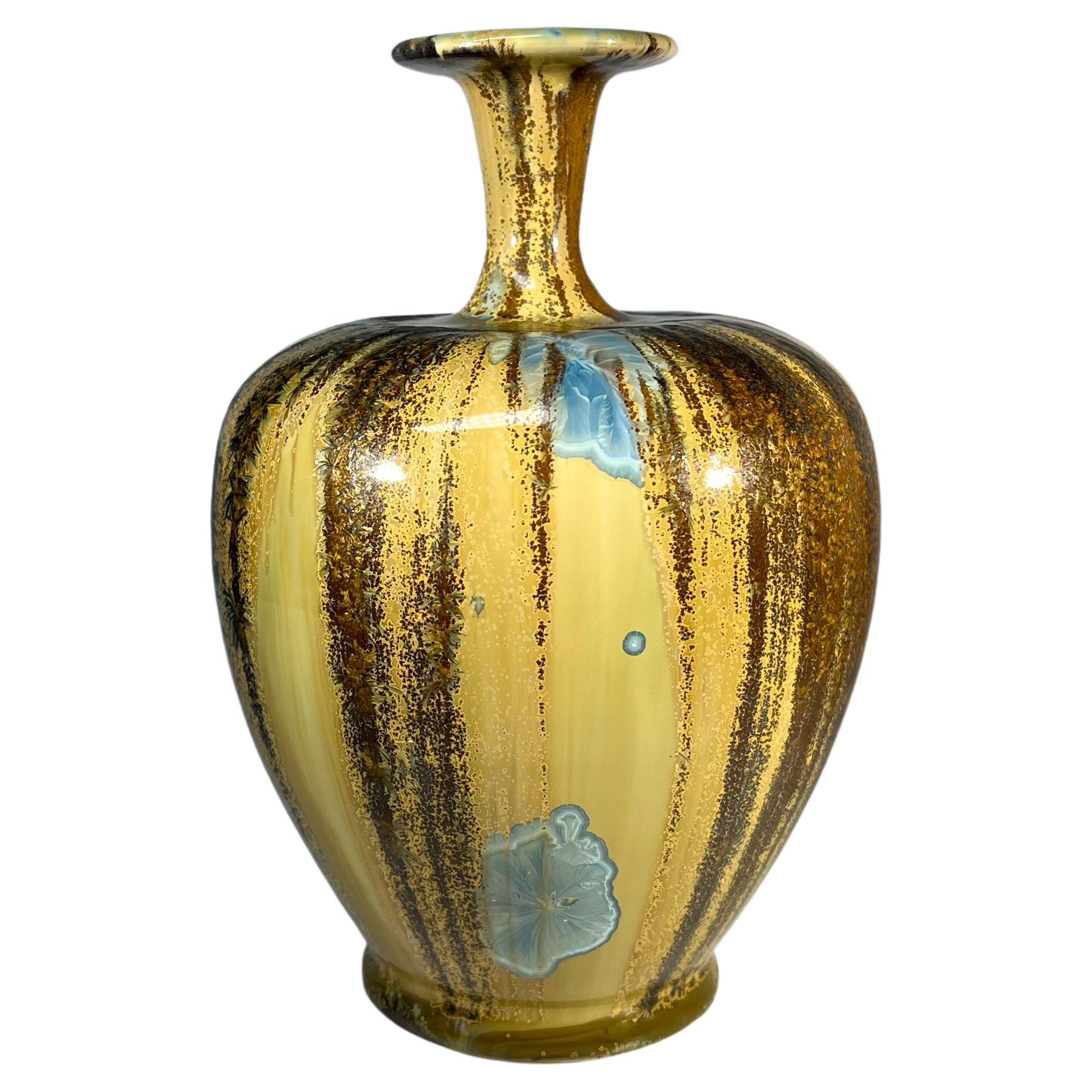 Impeccable Crystalline Glaze Studio Pottery Vase By Maurice Young Sussex England For Sale