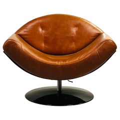 Impeccable Gaivota Swiveling Leather Armchair by Ricardo Fasanello