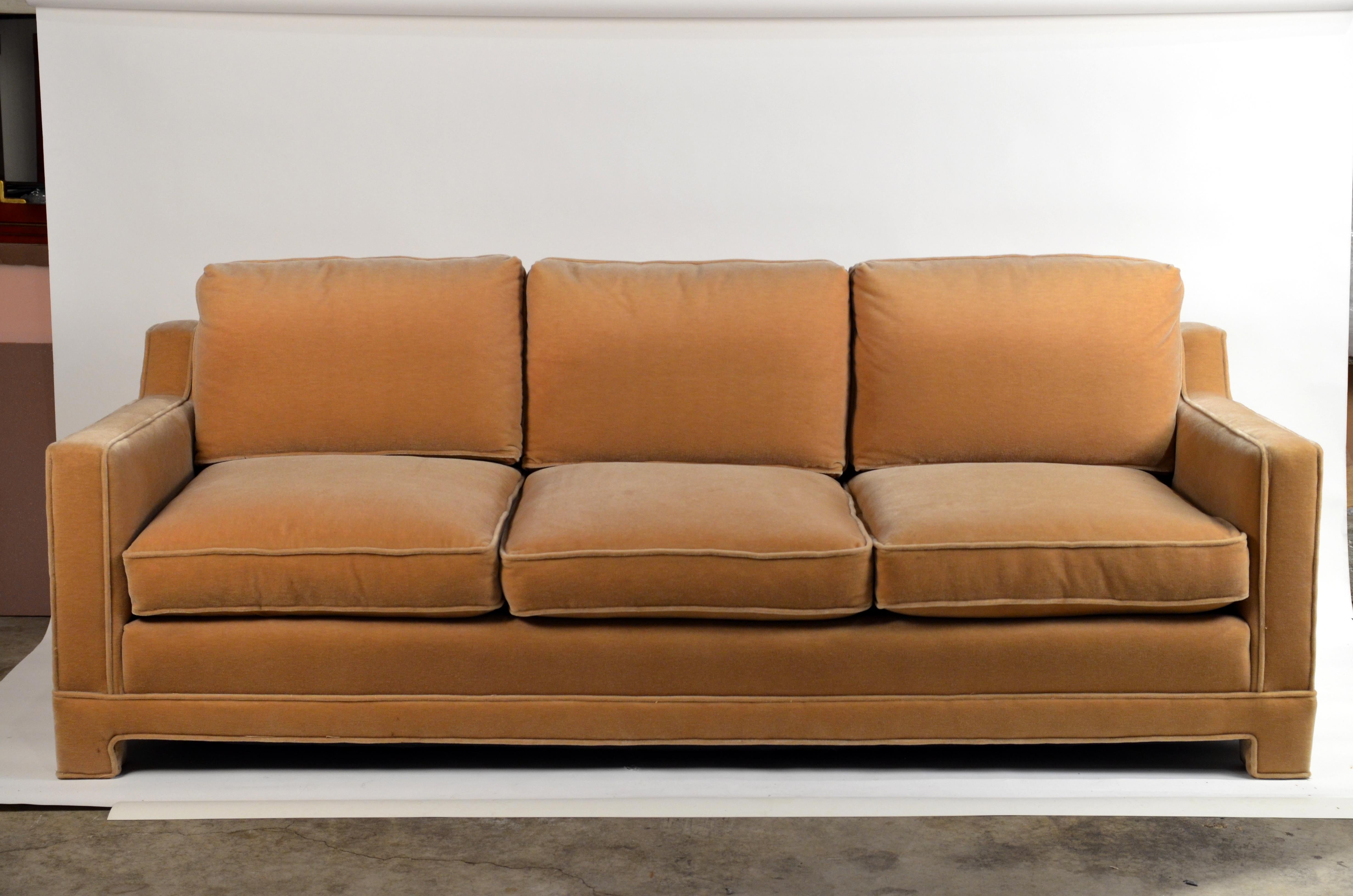 The 'Verneuil' sofa is the latest addition to our exclusive Design Frères line. inspired by Jean-Michel Frank's timeless Art Deco aesthetic, it is built to the highest standards of comfort and durability and upholstered in a chic camel mohair