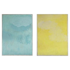 IMPERCEPTIBLES NUAGES SUR FOND JAUNE ET BLEU Dyptich by Beatrice Pontacq, 2019