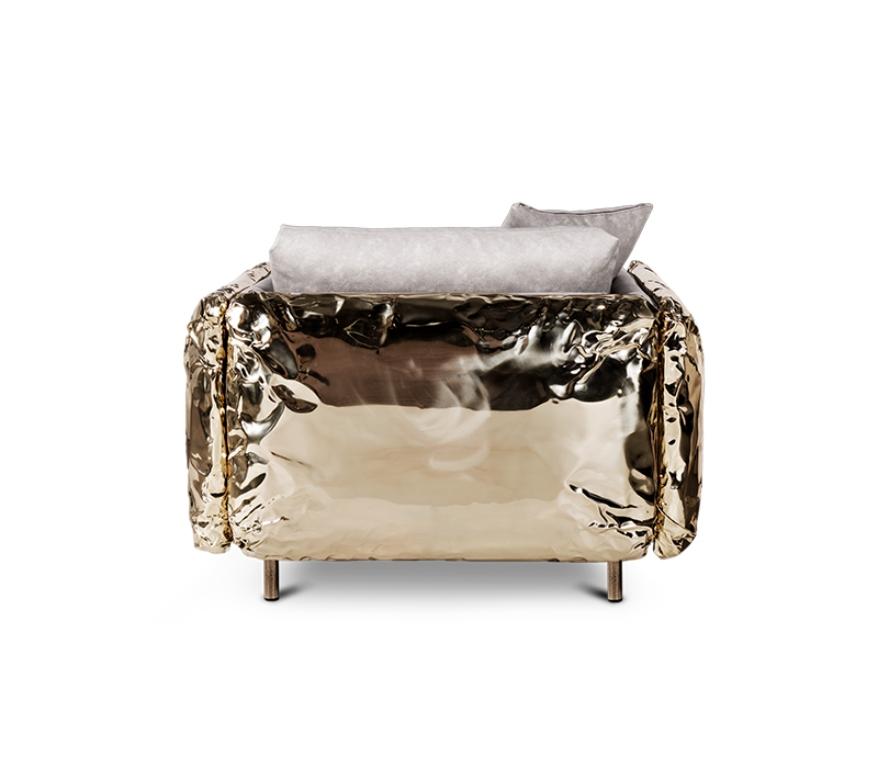 Modern Imperfectio Armchair with Hand-Hammered Brass by Boca do Lobo For Sale
