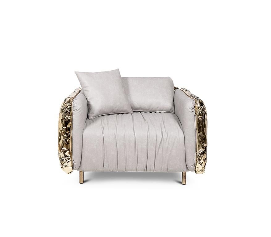 Imperfectio modern armchair is the expression of imperfect aesthetic, the appeal of authentic art that is truer to life. An accent armchair that praises artisanal work as the ultimate form of art that is quite intentionally imperfect. Through its