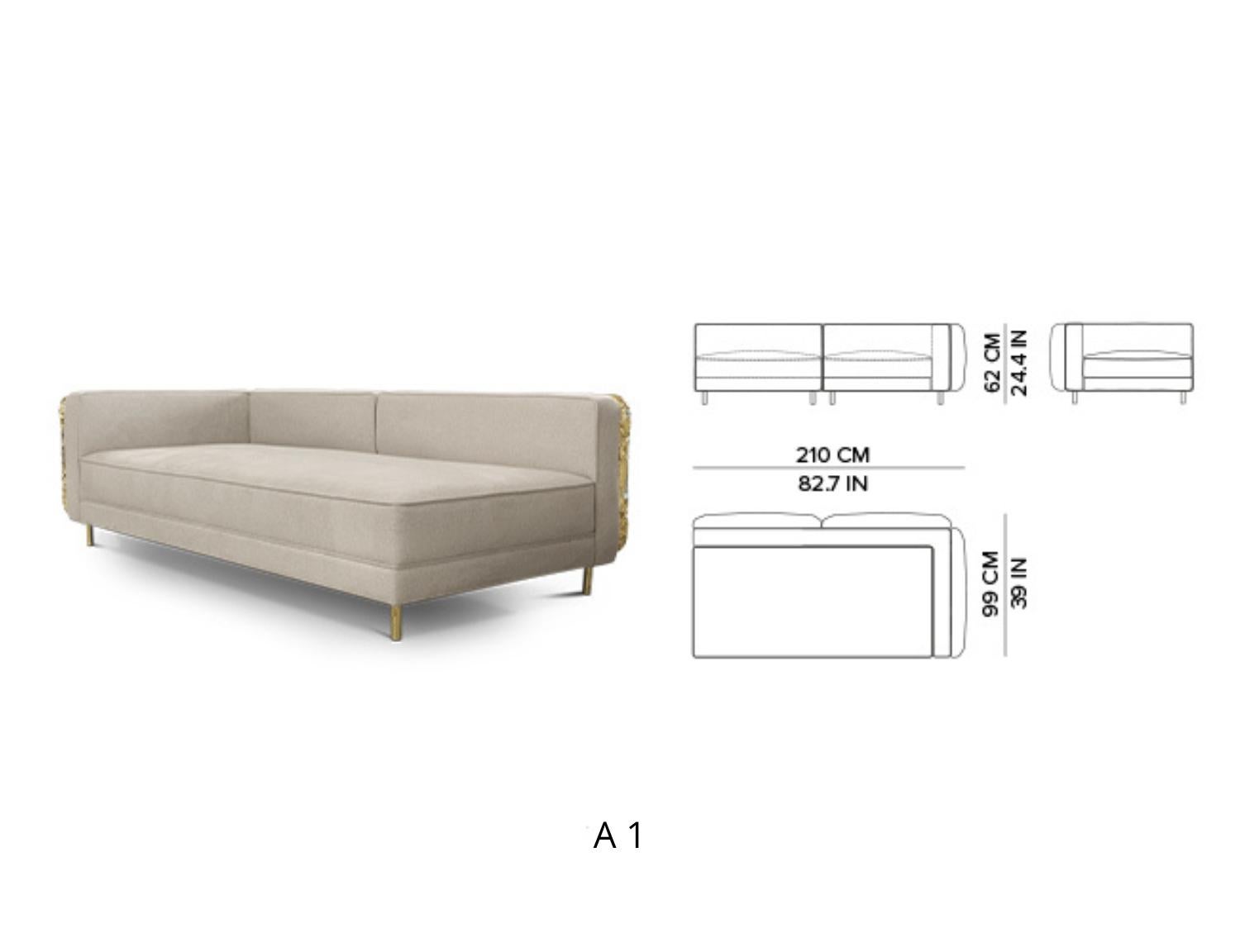 Modulares Sofa Imperfectio in Creme – handgefertigtes Messing und Polsterung – Boca do Lobo im Angebot 8