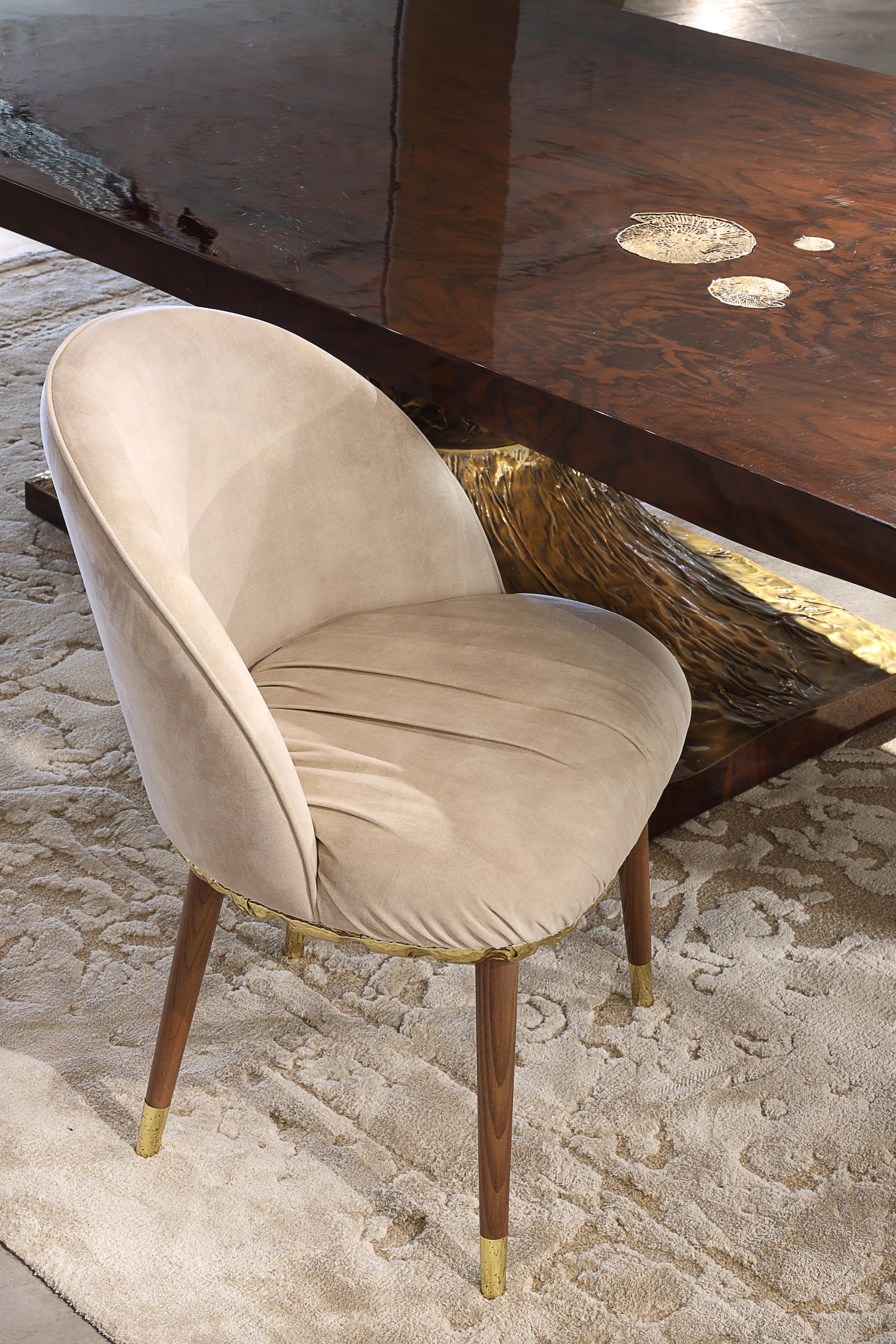Imperfectio Dining Chair - Hand-Crafted Brass Wood & Upholstery - Boca do Lobo For Sale 3
