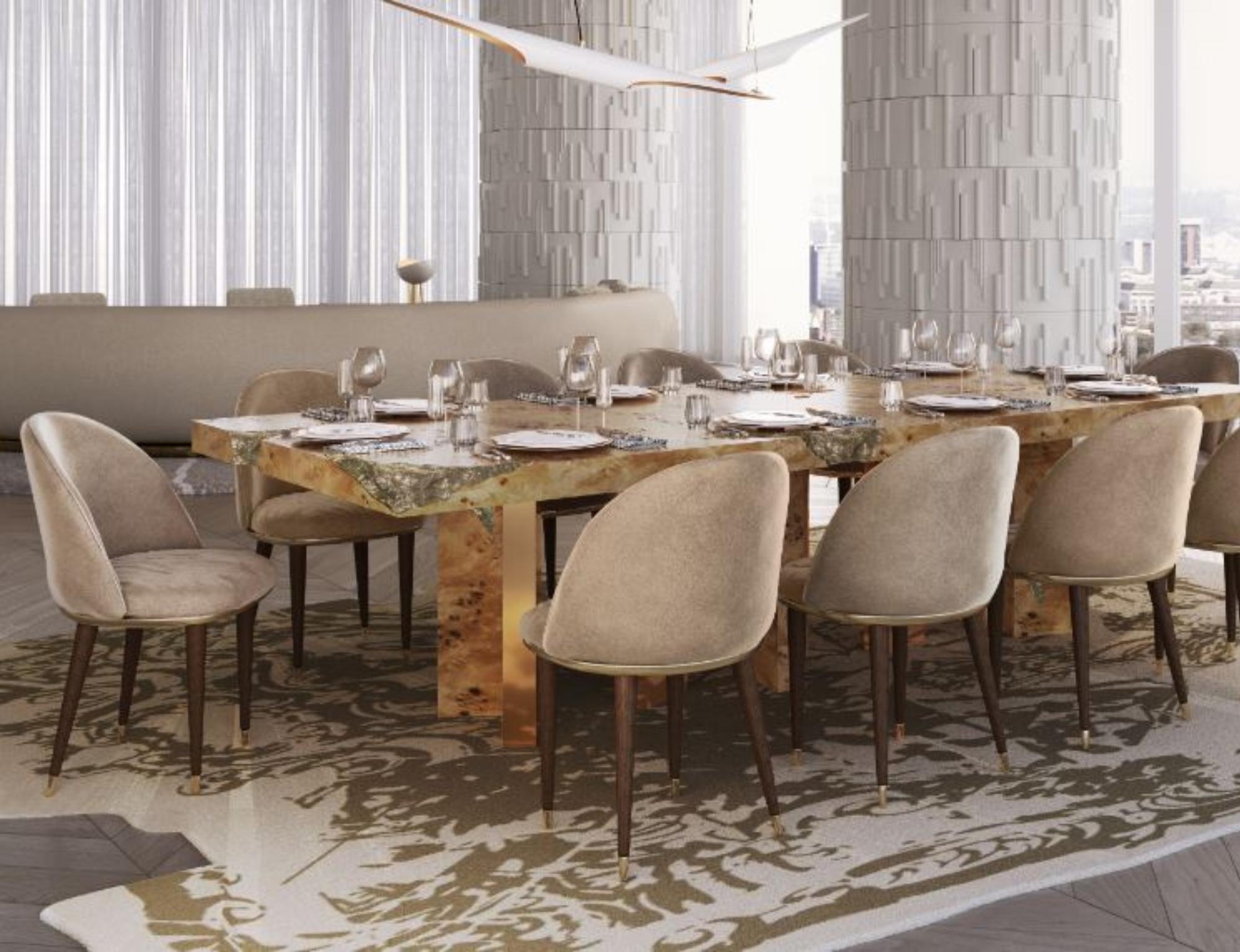 Imperfectio Dining Chair - Hand-Crafted Brass Wood & Upholstery - Boca do Lobo For Sale 6