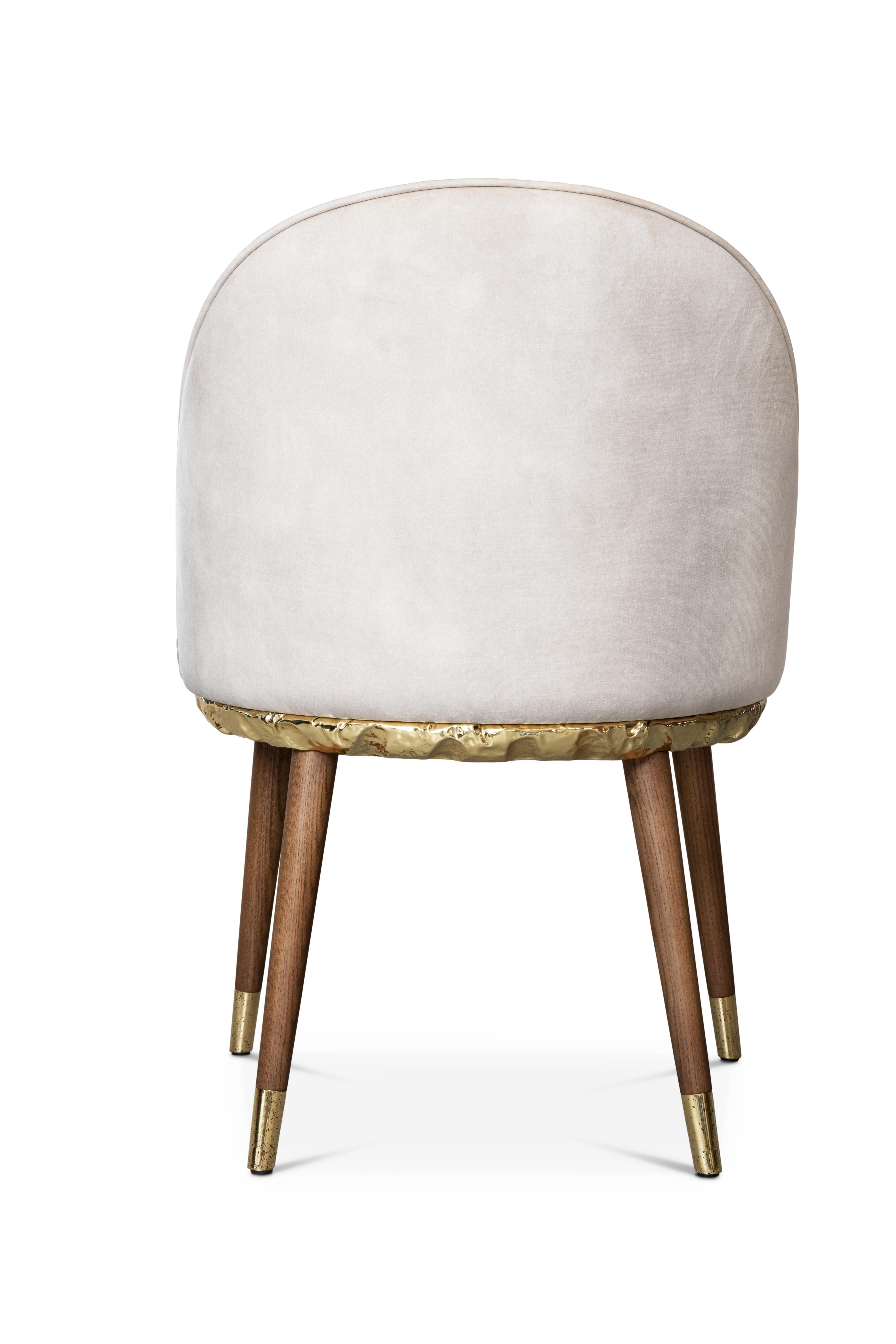 Hand-Carved Imperfectio Dining Chair - Hand-Crafted Brass Wood & Upholstery - Boca do Lobo For Sale