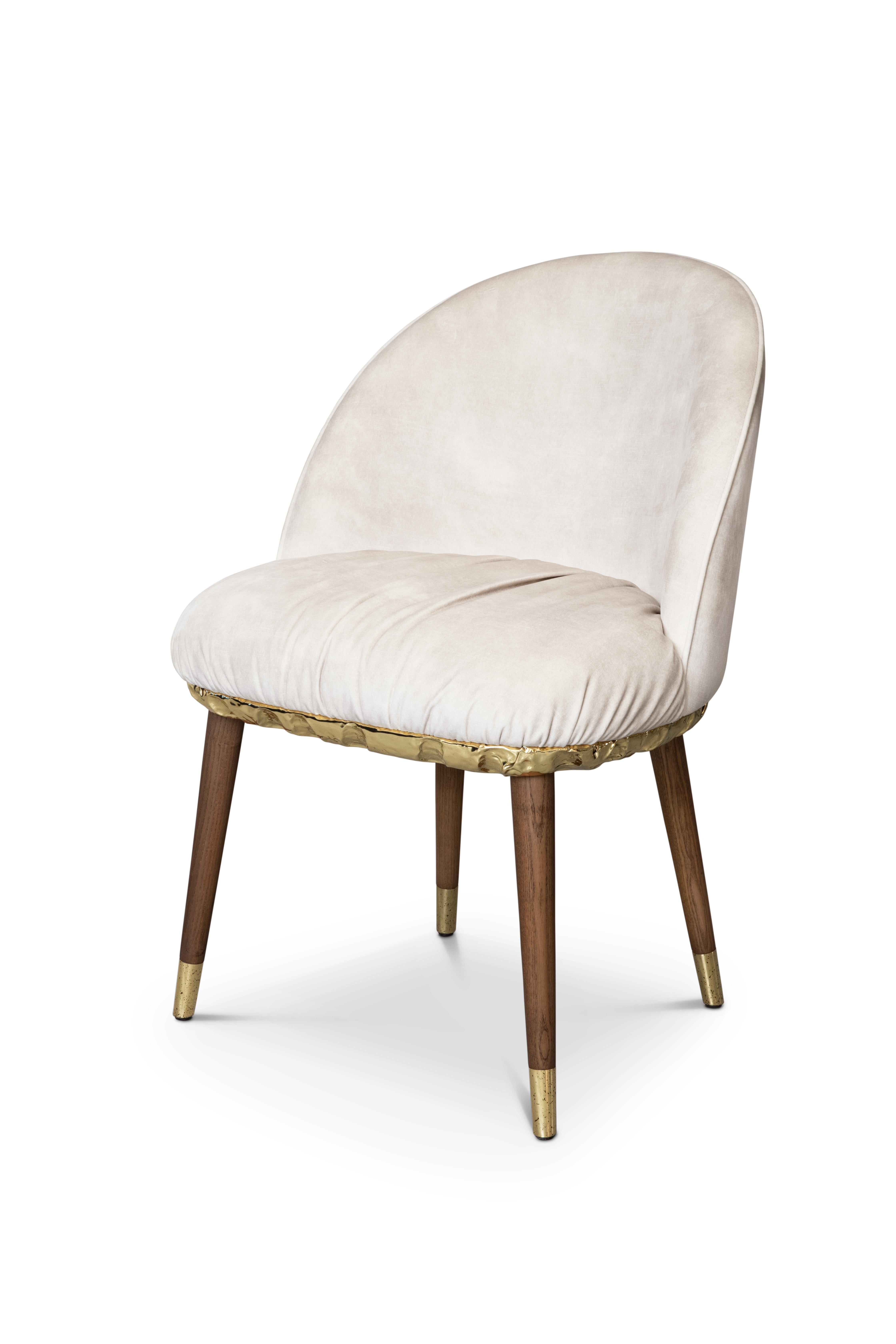 Imperfectio Dining Chair - Hand-Crafted Brass Wood & Upholstery - Boca do Lobo In New Condition For Sale In Rio Tinto, PT