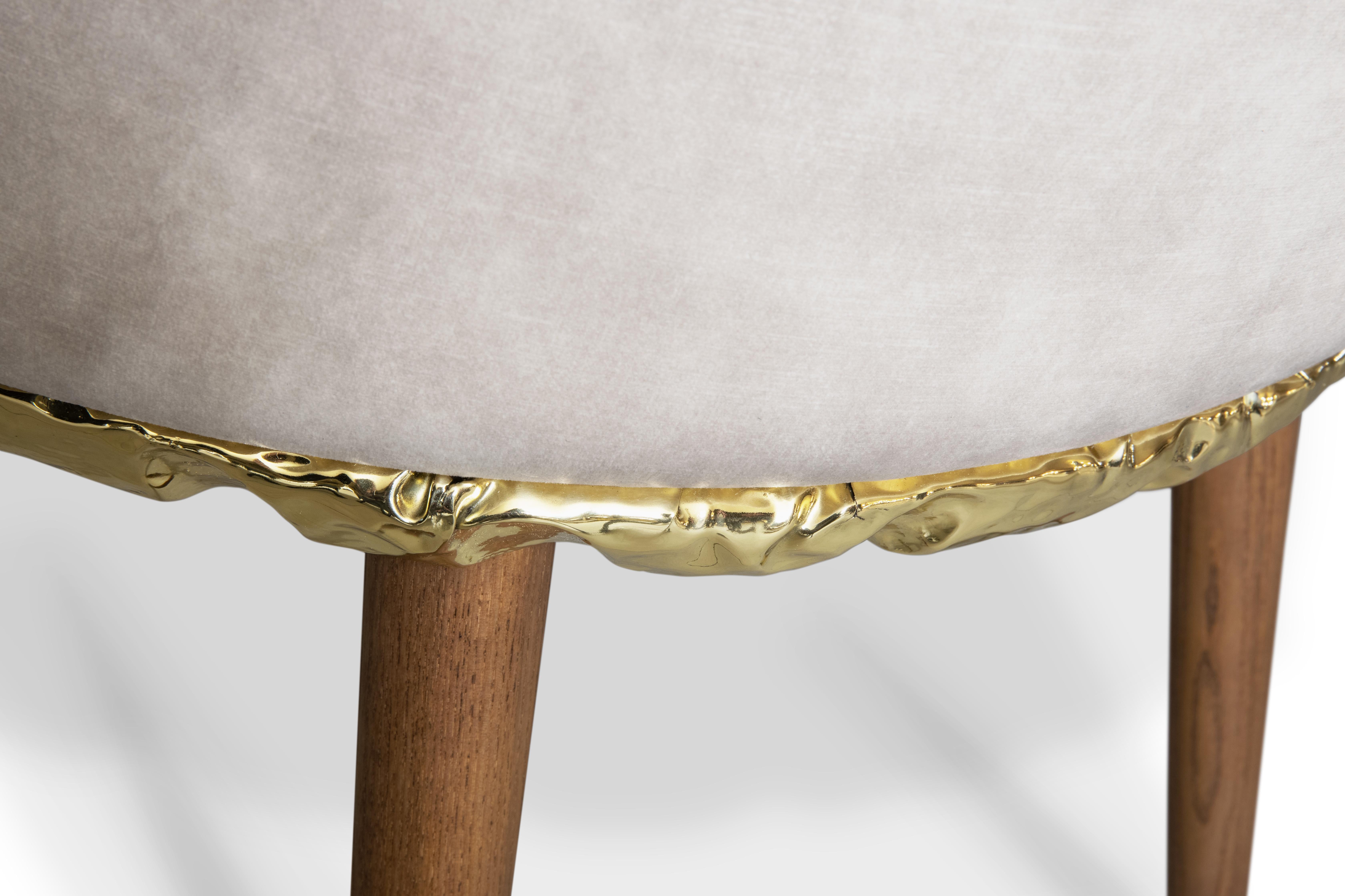 Contemporary Imperfectio Dining Chair - Hand-Crafted Brass Wood & Upholstery - Boca do Lobo For Sale