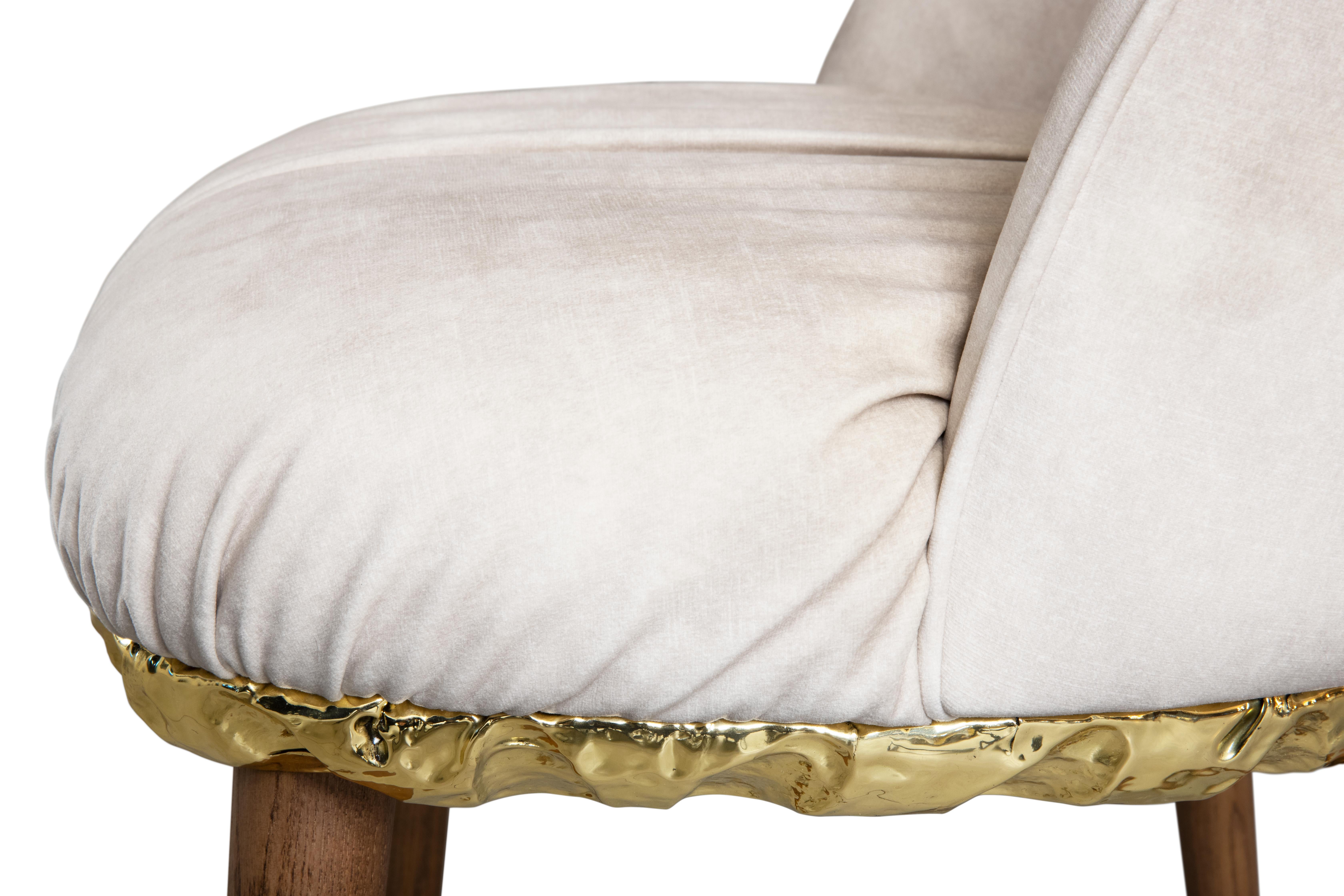 Metal Imperfectio Dining Chair - Hand-Crafted Brass Wood & Upholstery - Boca do Lobo For Sale