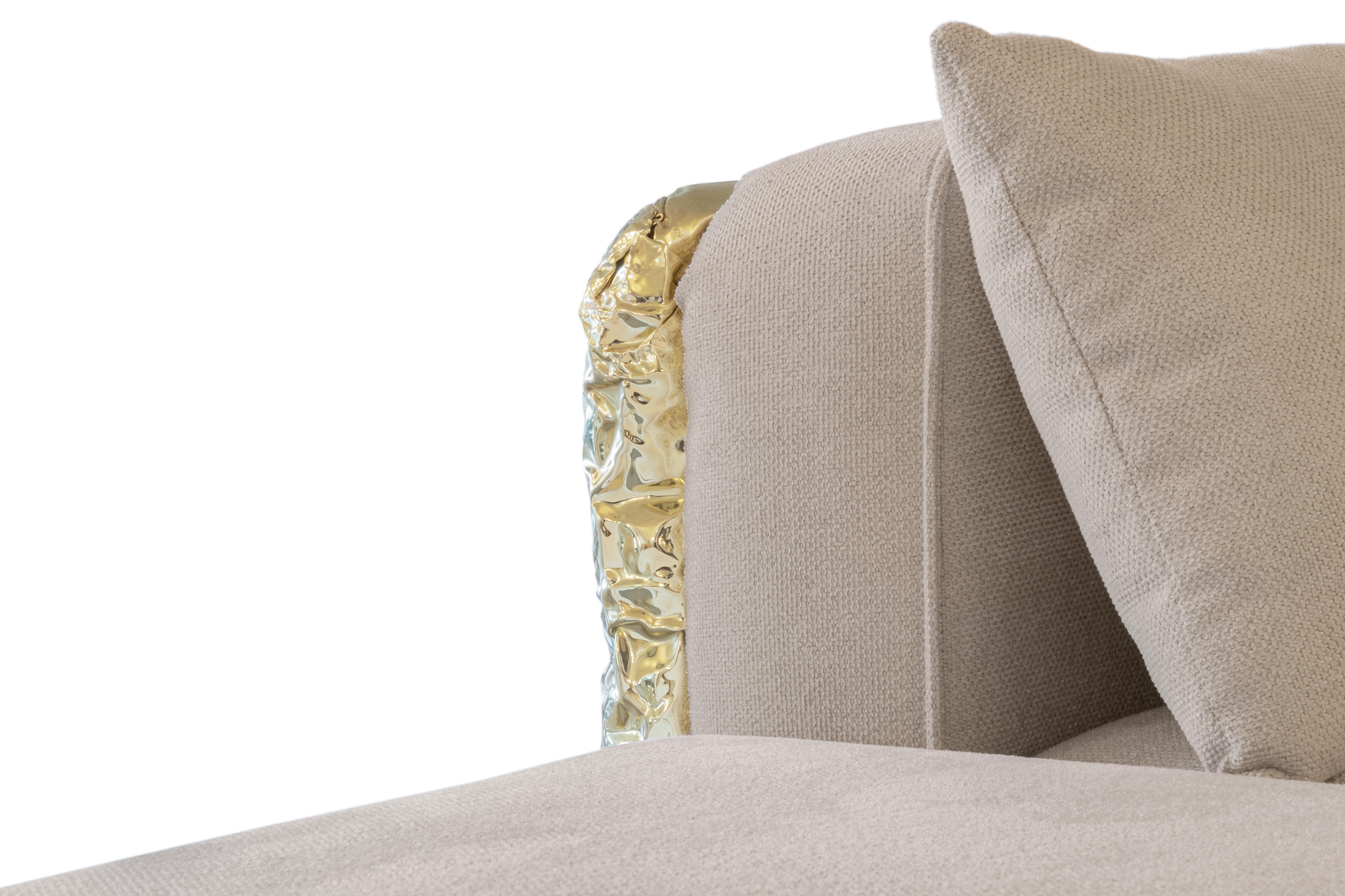 Modulares Sofa Imperfectio in Creme – handgefertigtes Messing und Polsterung – Boca do Lobo im Angebot 1