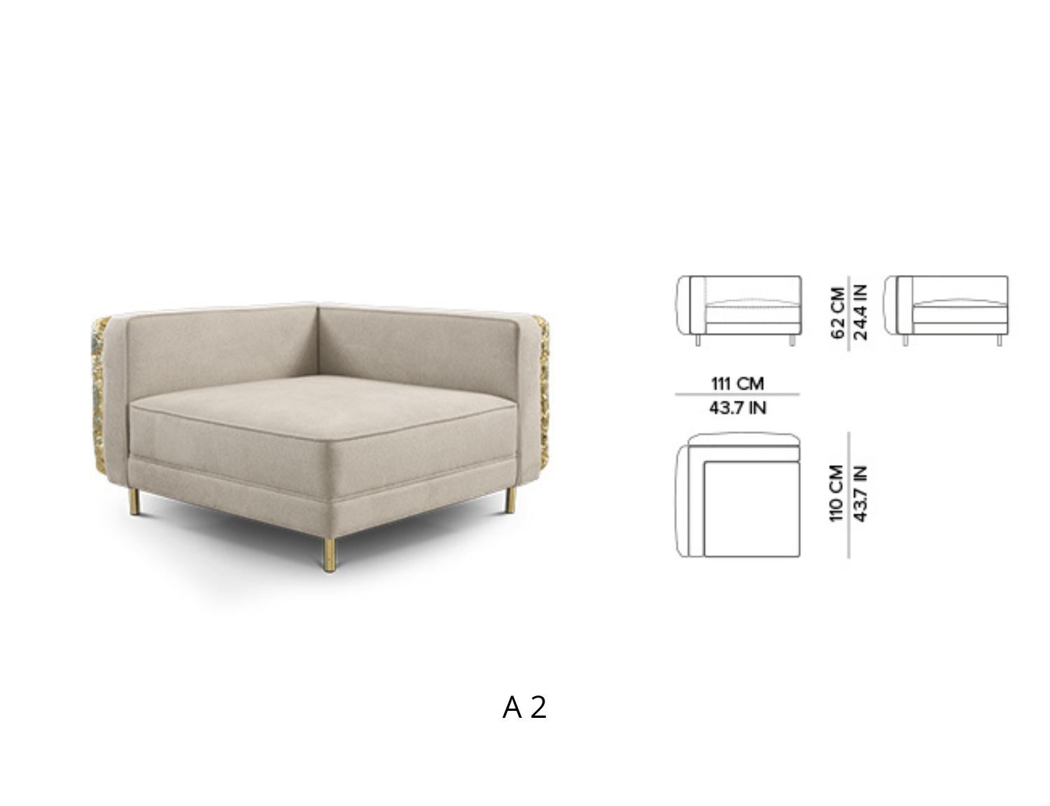 Modulares Sofa Imperfectio in Creme – handgefertigtes Messing und Polsterung – Boca do Lobo im Angebot 9