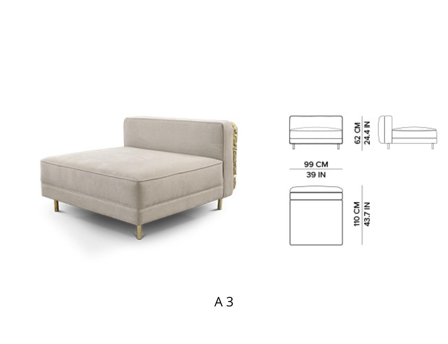 Modulares Sofa Imperfectio in Creme – handgefertigtes Messing und Polsterung – Boca do Lobo im Angebot 10