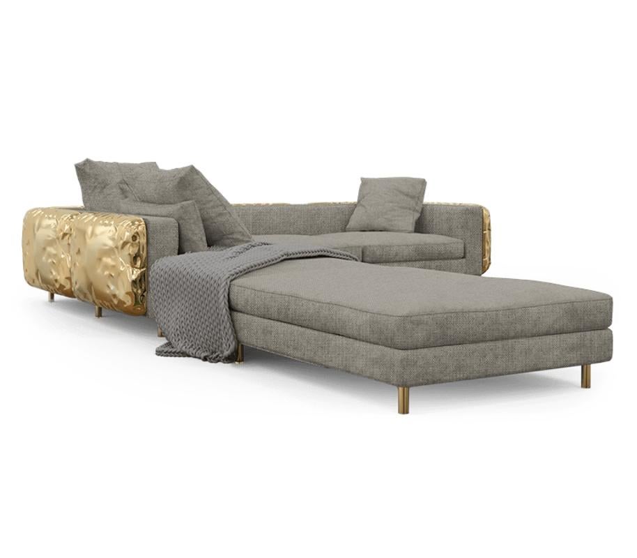 Modern Classic Polished Hammered Brass Imperfectio Modular Sofa by Boca do Lobo For Sale 1