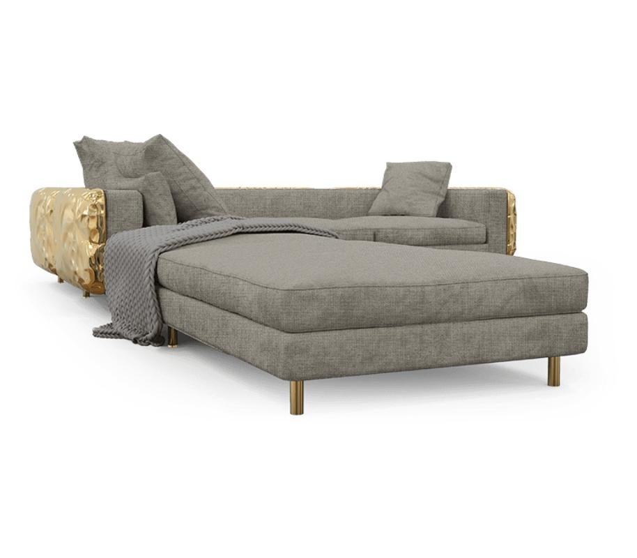 Modern Classic Polished Hammered Brass Imperfectio Modular Sofa by Boca do Lobo For Sale 2