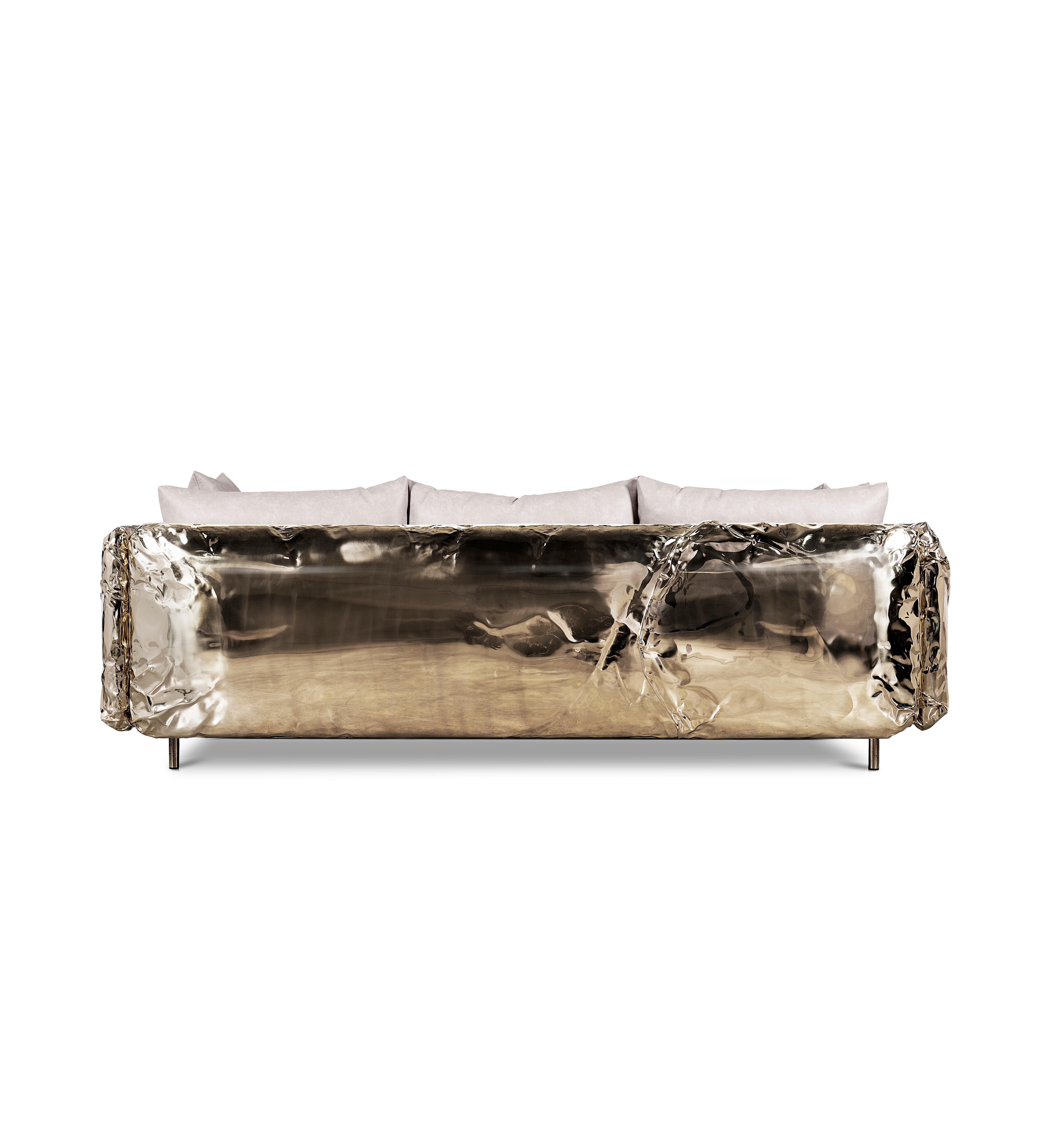 Imperfectio-Sofa – handgefertigtes Messingholz und Polsterung aus Messing – Boca do Lobo (Portugiesisch) im Angebot