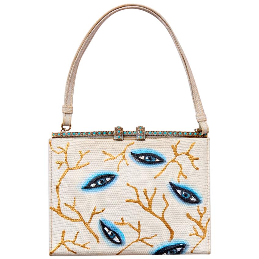 Imperfectly Perfect by Rebecca Moses Hand Painted Lizard Frame Bag