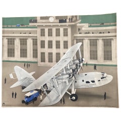 Imperial airways GPO poster by H S Williamson, original 1934 coloured lithograph