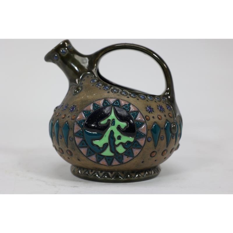 Imperial Amphora Austrian An Art Nouveau wine jug with Father Christmas & a tree For Sale 4