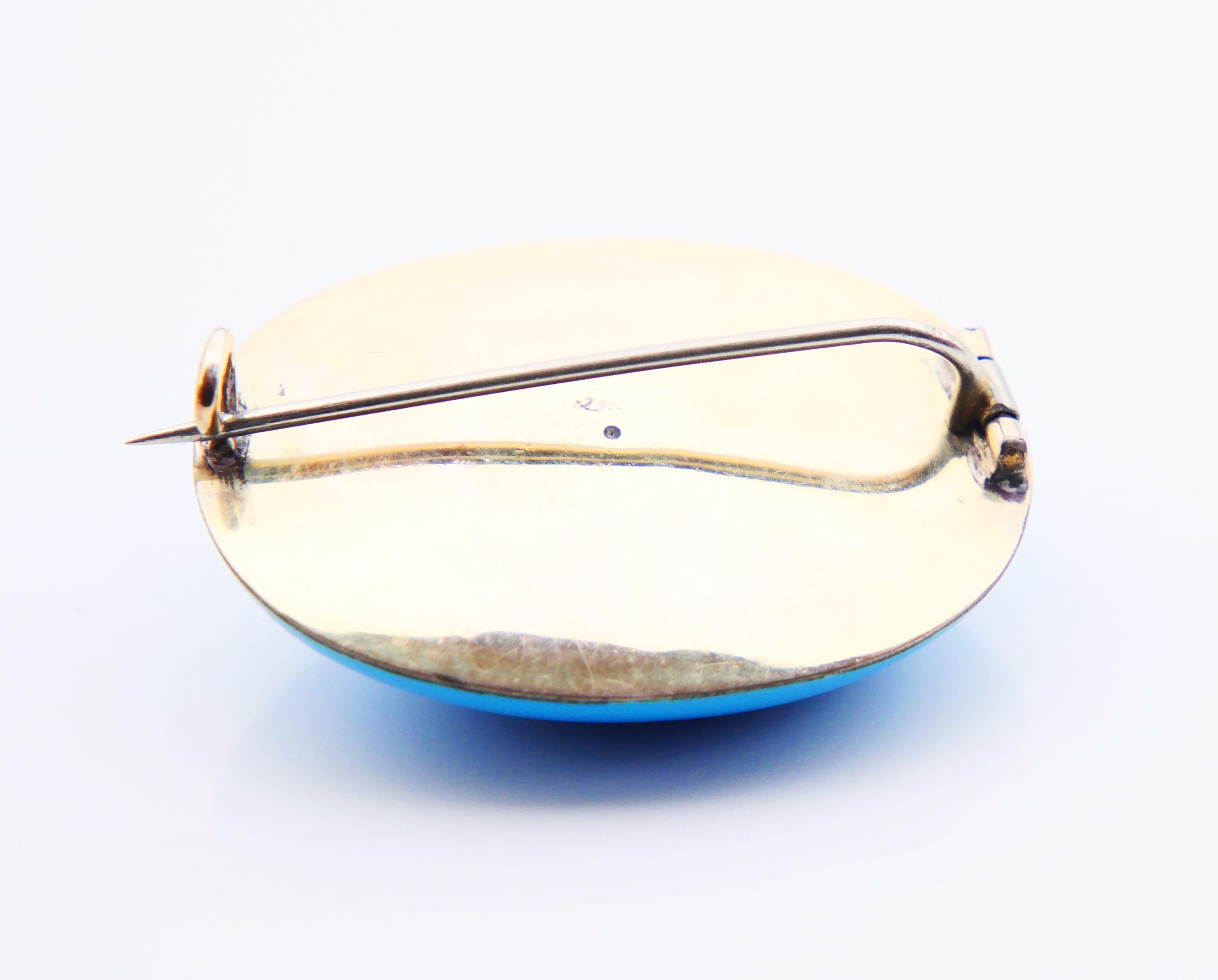 Imperial Austrian-Hungarian Brooch Seed Pearl Blue Enamel 830 Gilt Silver /9.1gr For Sale 1