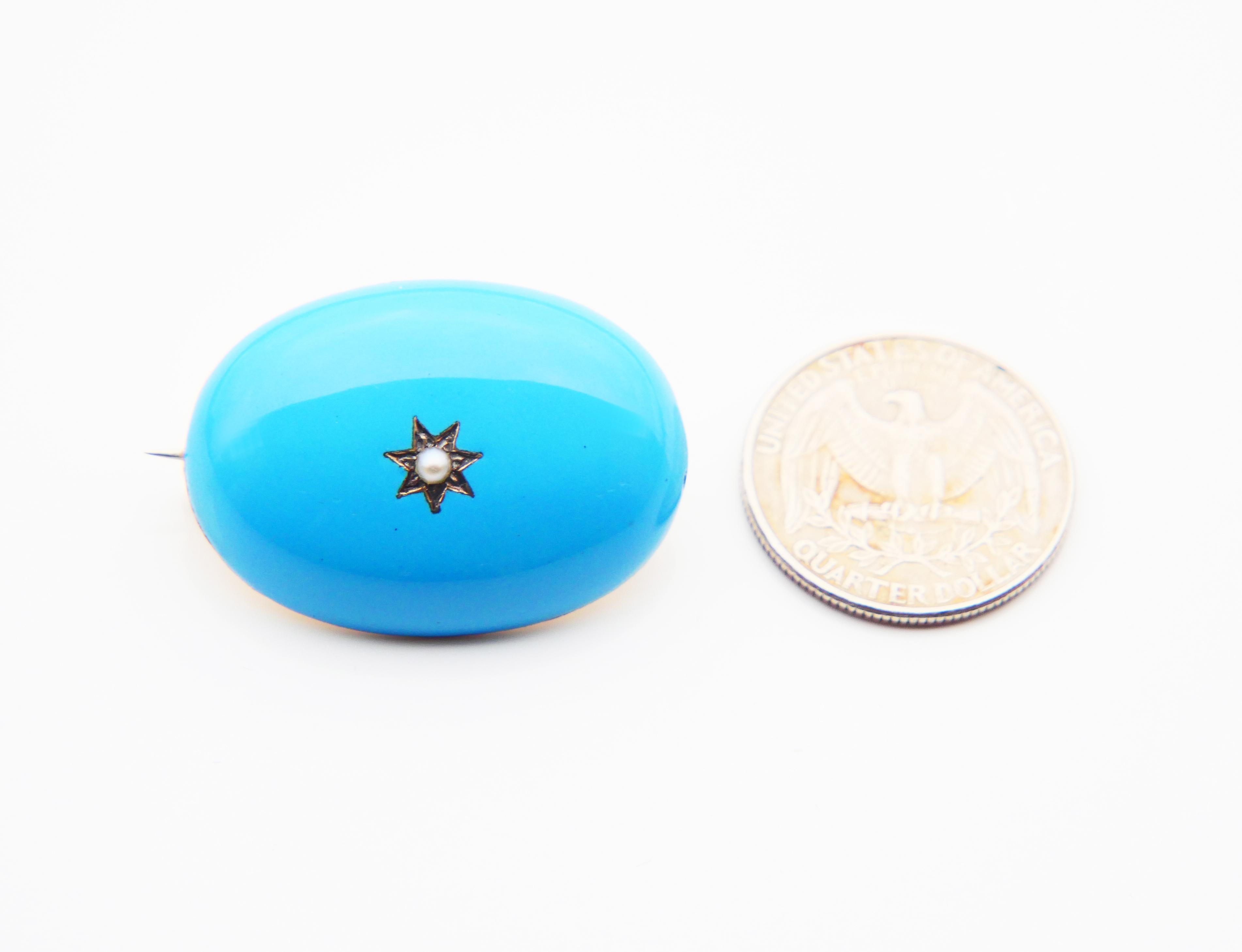 Imperial Austrian-Hungarian Brooch Seed Pearl Blue Enamel 830 Gilt Silver /9.1gr For Sale 3