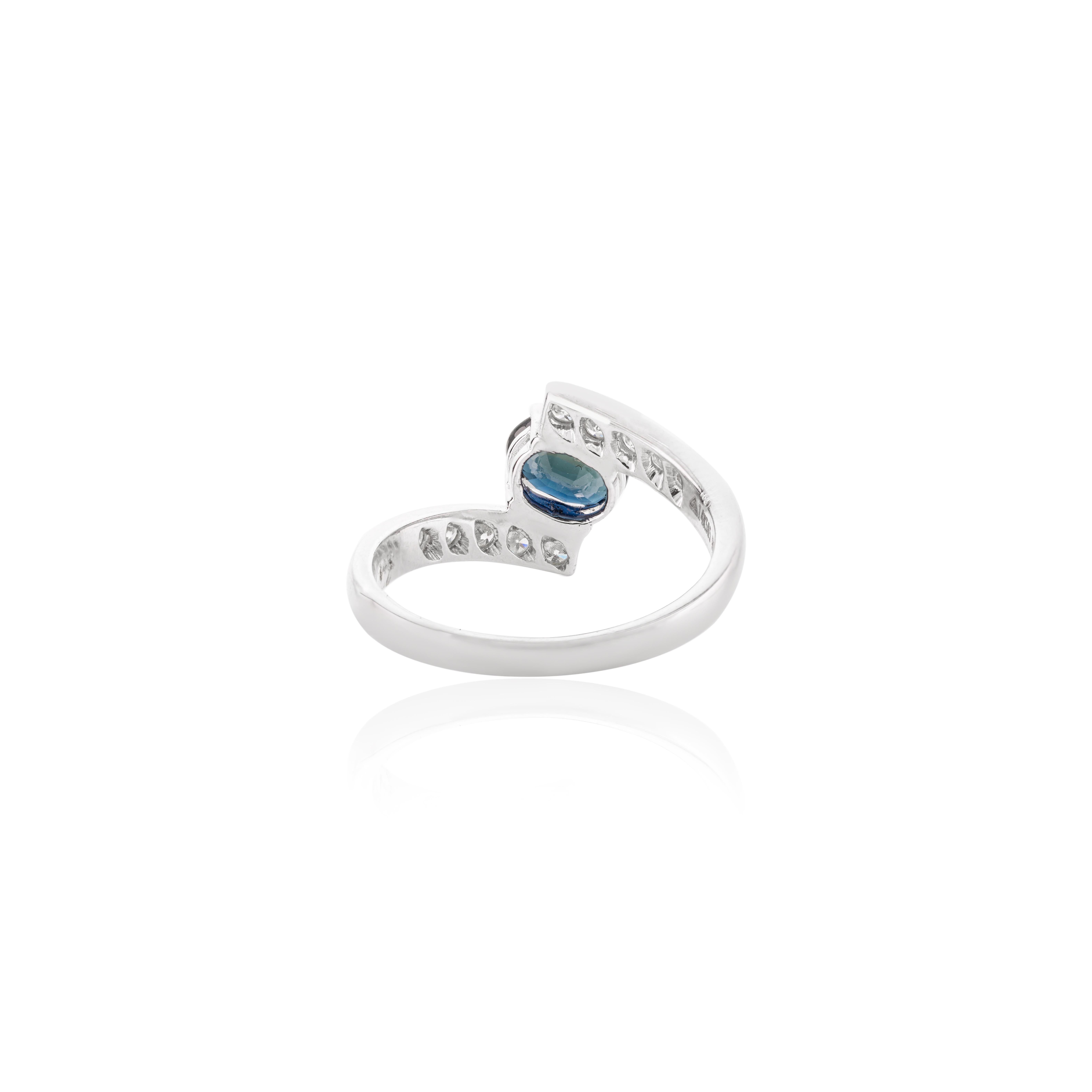 For Sale:  Imperial Blue Sapphire and Diamond Cocktail Ring in 14k Solid White Gold 3