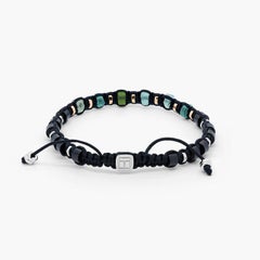 Imperial Bracelet with Macramé, Roman Glass and Sterling Silver, Size S