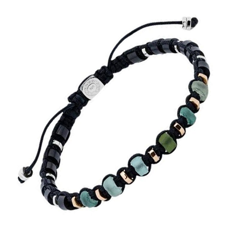 Bracelet impérial avec macramé, verre romain et argent, taille S