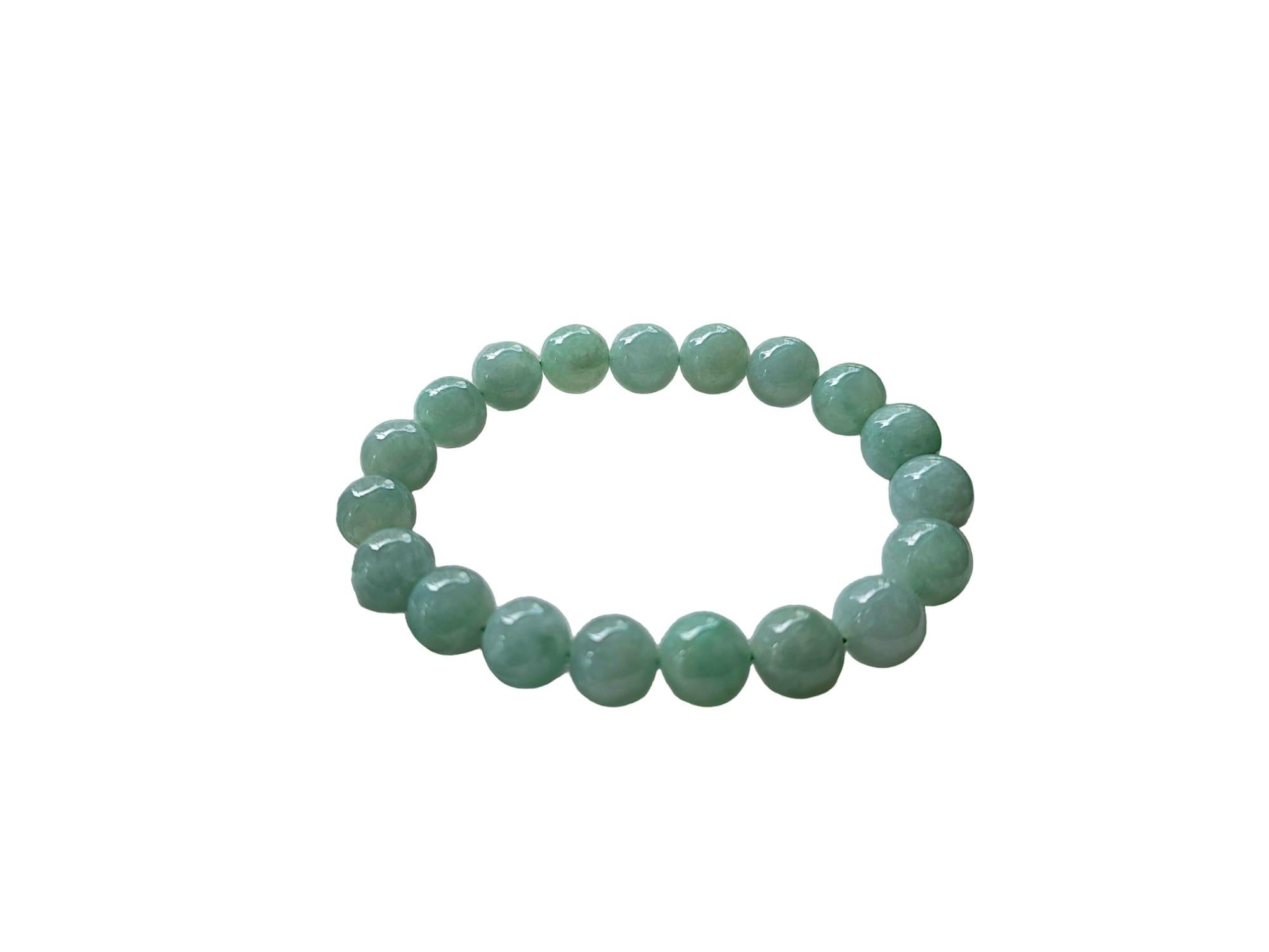 Bracciale imperiale di giada A birmana (MADE IN JAPAN) 10,5 mm ciascuno x 19 perline in vendita 5