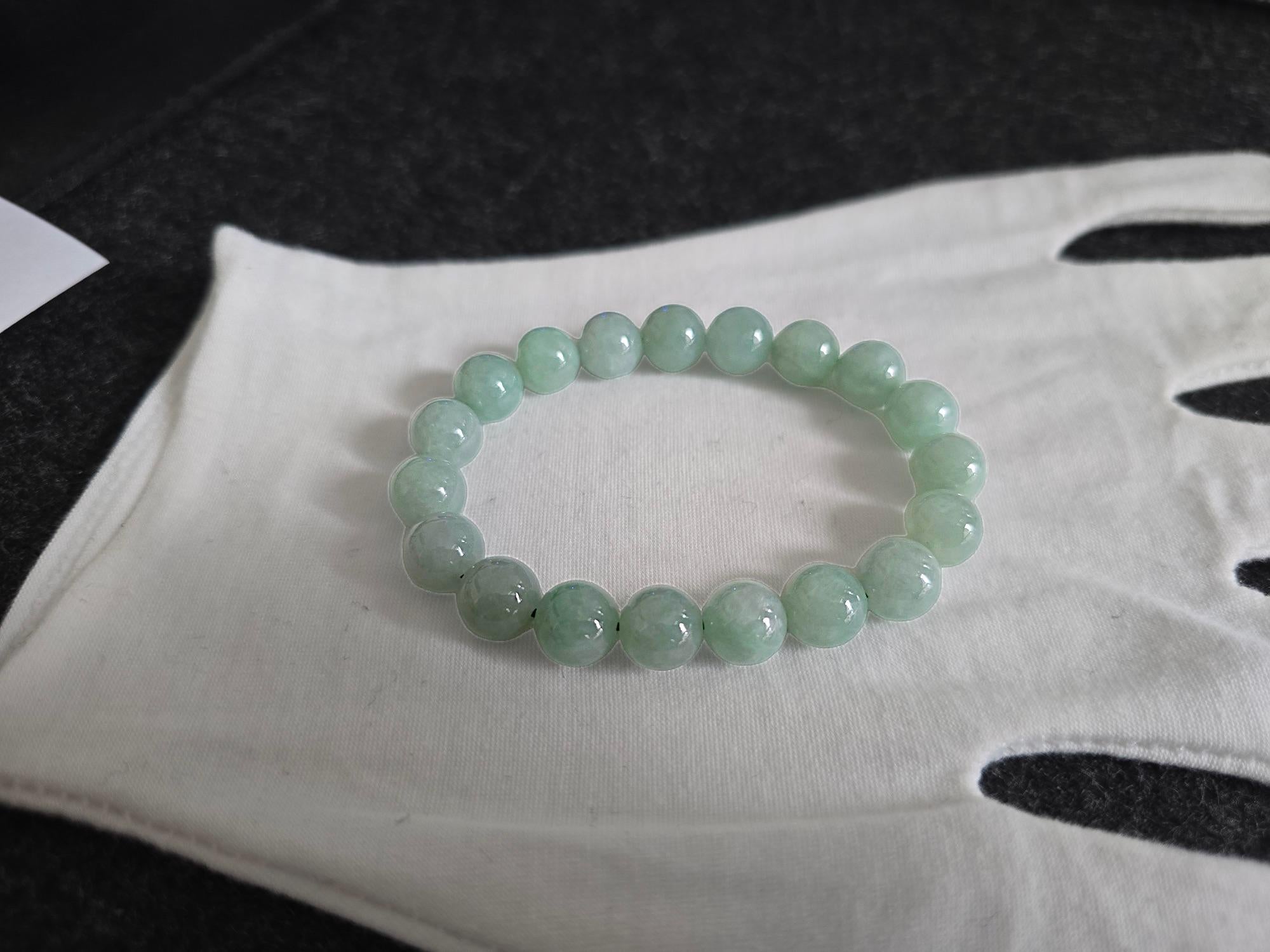 Bracciale imperiale di giada A birmana (MADE IN JAPAN) 10,5 mm ciascuno x 19 perline in vendita 8