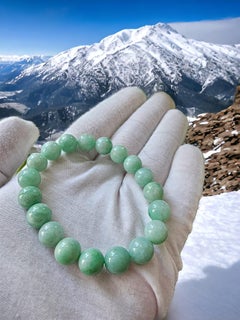 Imperial Burmese A-Jade Beaded Bracelet (MADE IN JAPAN) 10.5mm Each x 19 beads