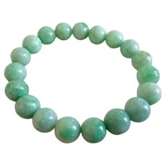 Bracelet de perles A-Jade impérial birman (fabriqué en Japon) 10,5 mm chacune x 19 perles
