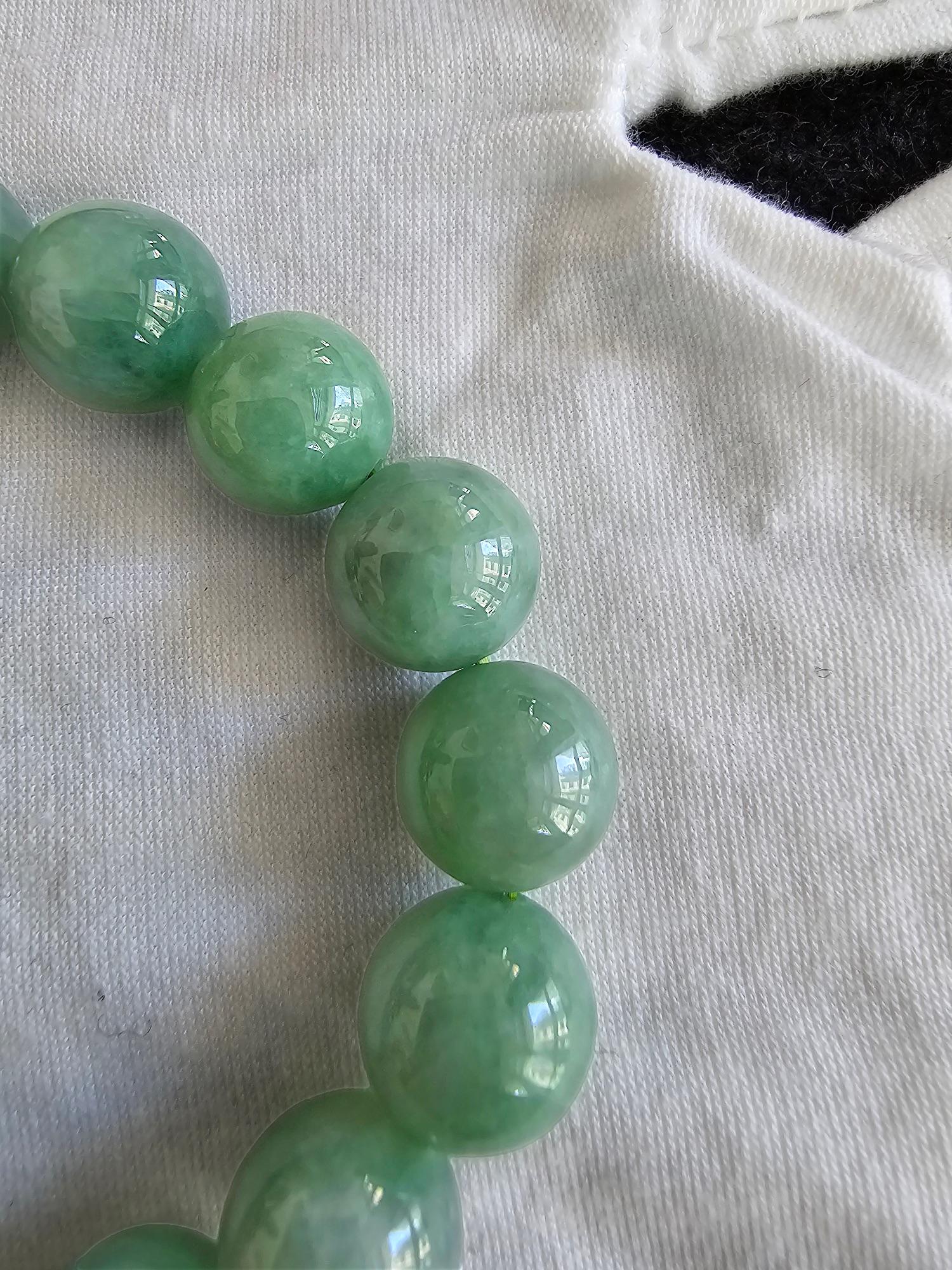 Ball Cut Imperial Burmese A-Jade Beaded Bracelet (MADE IN JAPAN) 12mm Each x 17 beads For Sale