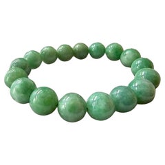 Imperial Burmese A-Jade Beaded Bracelet (MADE IN JAPAN) 12mm Each x 17 beads
