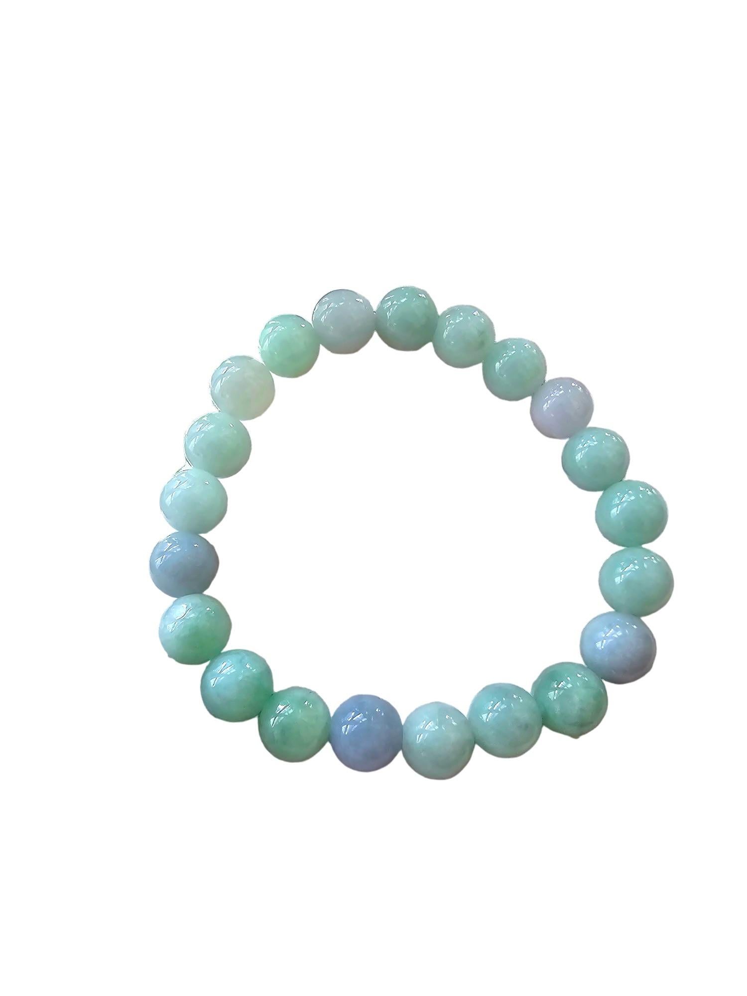 Imperial Burmese A-Jade Beaded Bracelet (MADE IN JAPAN) 9.5mm Each x 21 beads For Sale 2