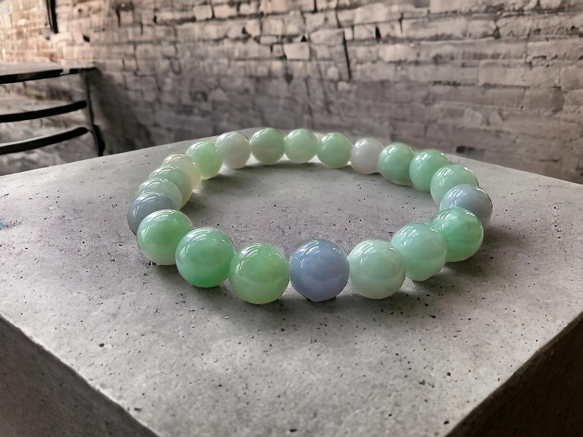 Imperial Burmese A-Jade Beaded Bracelet (MADE IN JAPAN) 9.5mm Each x 21 beads For Sale 4