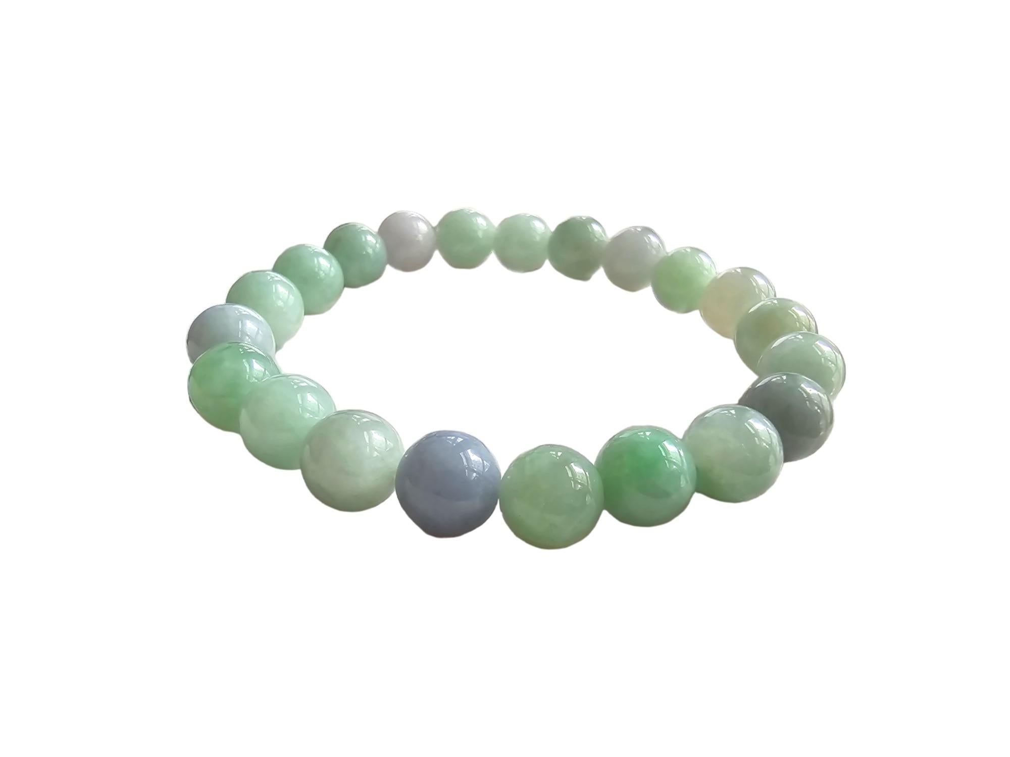 Ball Cut Imperial Burmese A-Jade Beaded Bracelet (MADE IN JAPAN) 9.5mm Each x 21 beads For Sale