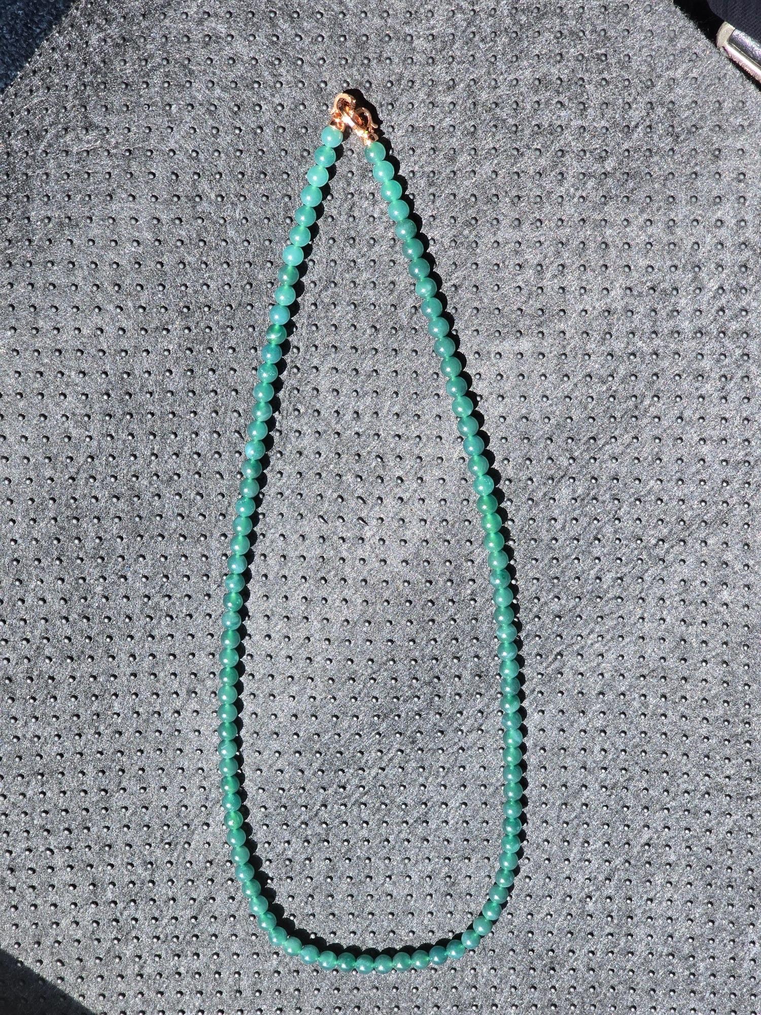 Imperial Burmese Certified A-Jade Beaded Long Necklace with Sterling Silver For Sale 6