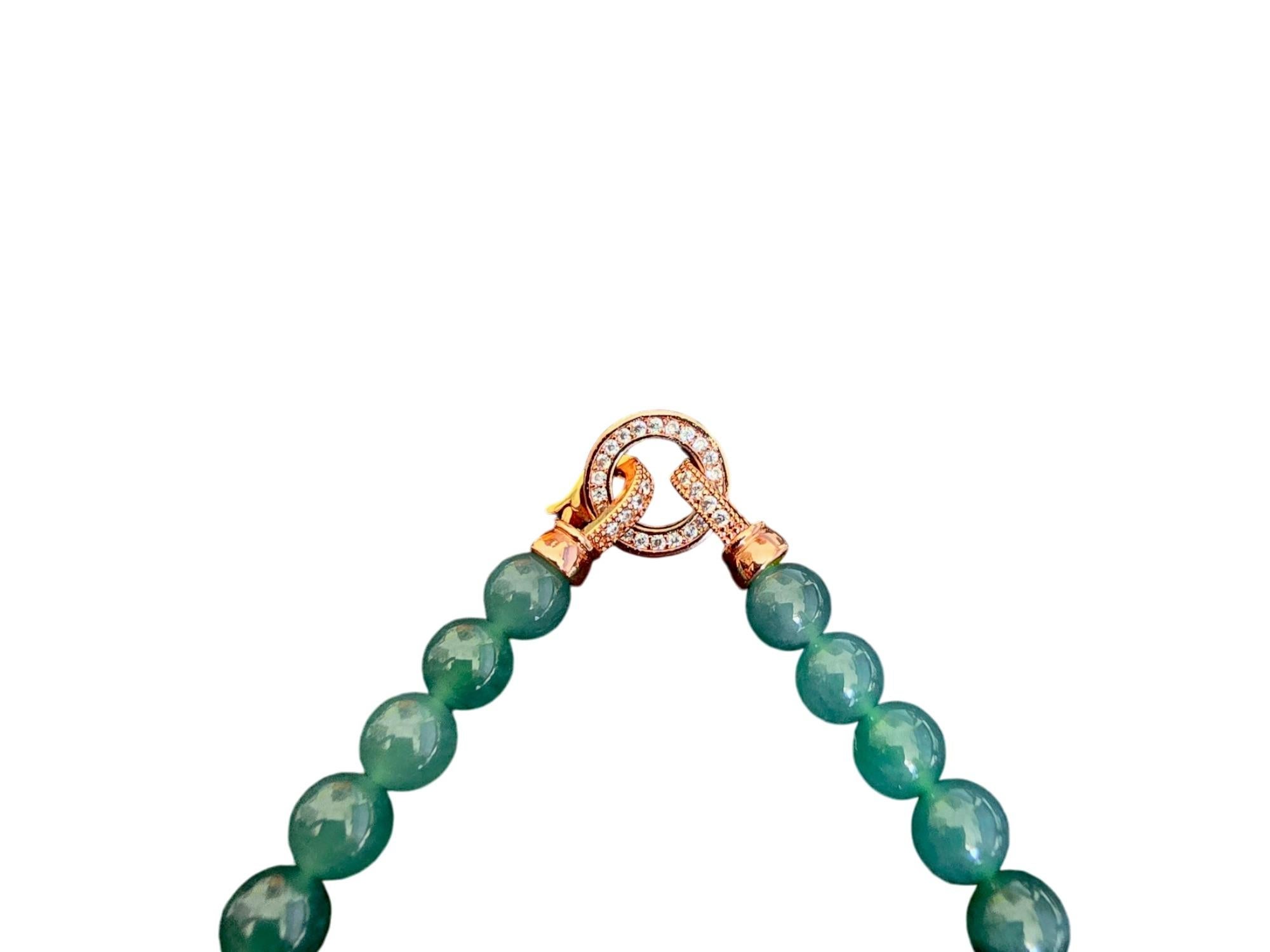 Imperial Burmese Certified A-Jade Beaded Long Necklace with Sterling Silver For Sale 7