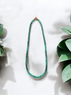 Imperial Burmese Certified A-Jade Beaded Long Necklace with Sterling Silver