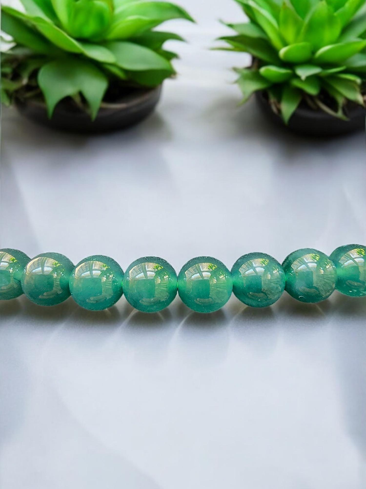 Imperial Burmese Certified A-Jade Beaded Long Necklace with Sterling Silver In New Condition For Sale In Kowloon, HK