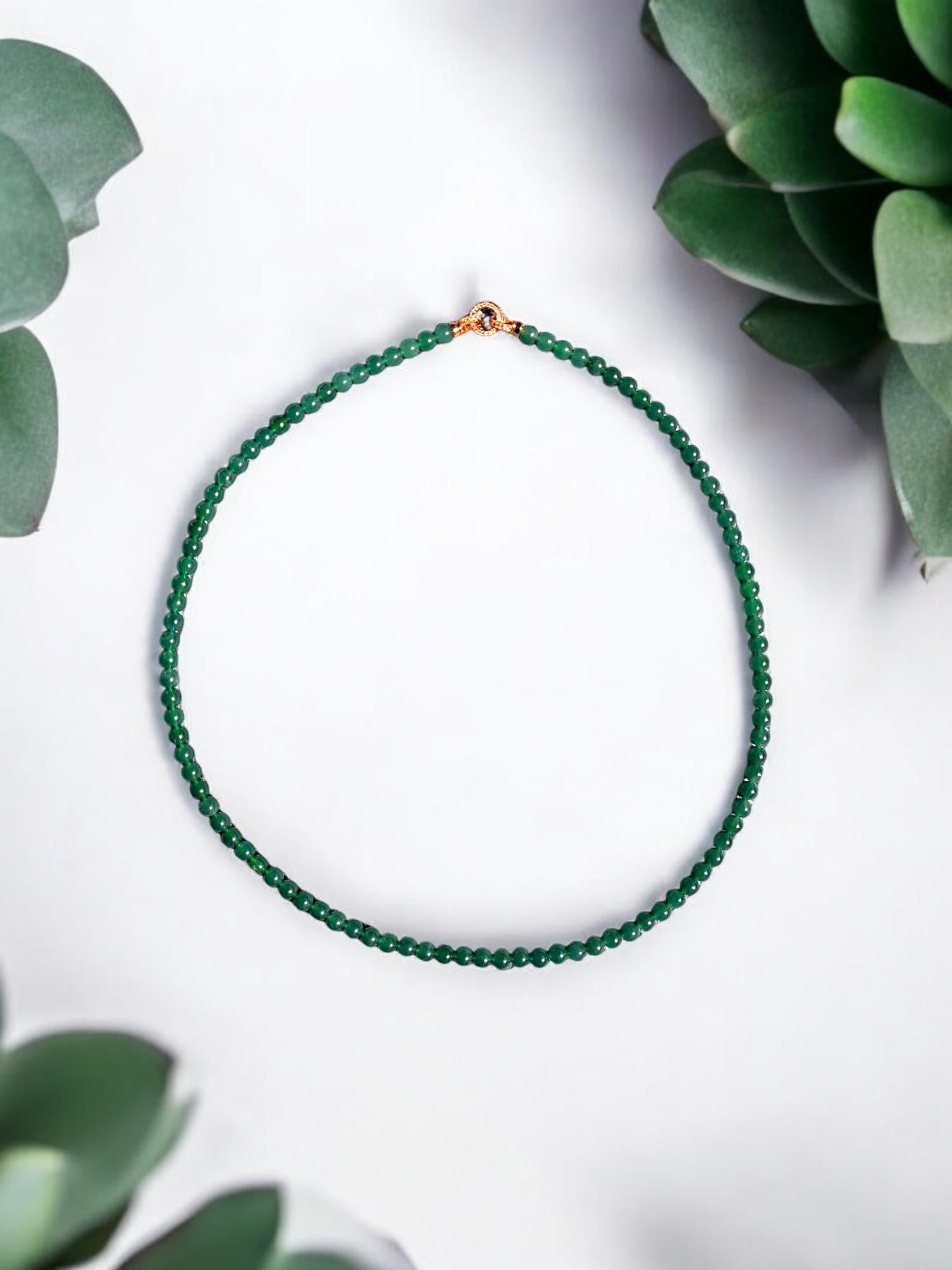 Imperial Burmese Certified A-Jade Beaded Long Necklace with Sterling Silver For Sale 3