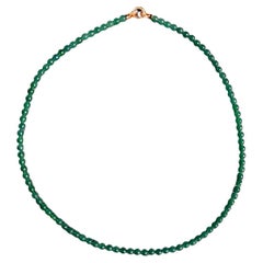 Imperial Burmese Certified A-Jade Beaded Long Necklace with Sterling Silver
