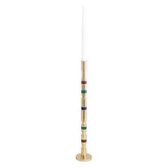 Imperial Candle Holder in Brass with Precious Stone, Viya by Vikram Goyal