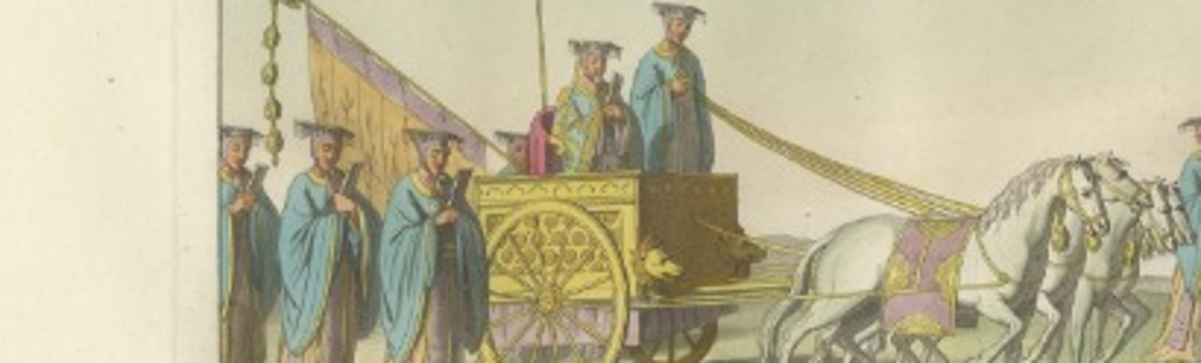 Imperial Chinese Processions – 3 Antique Prints, China, Hand Colored, 1815