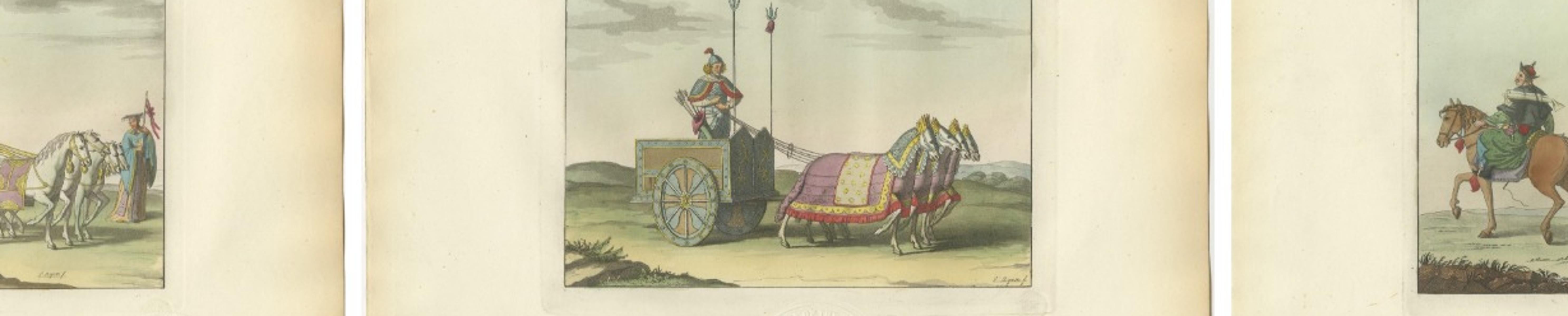 Imperial Chinese Processions – 3 Antique Prints, China, Hand Colored, 1815