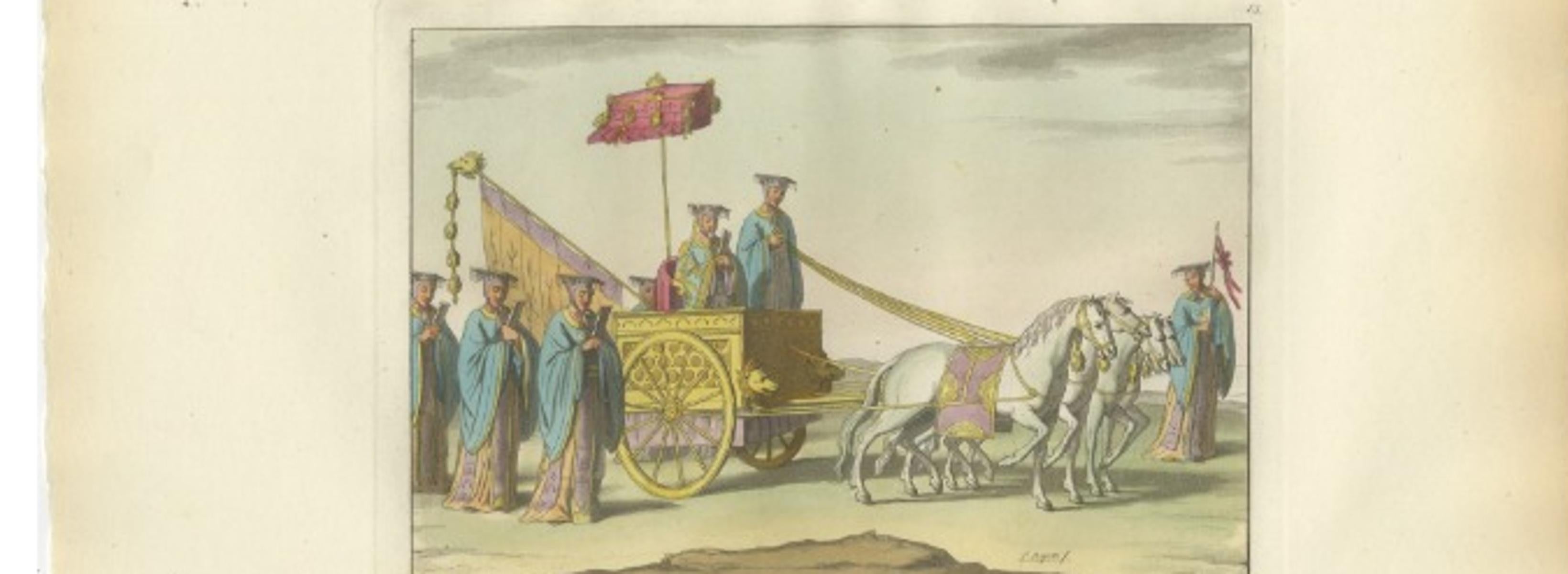 Imperial Chinese Processions – 3 Antique Prints, China, Hand Colored, 1815
