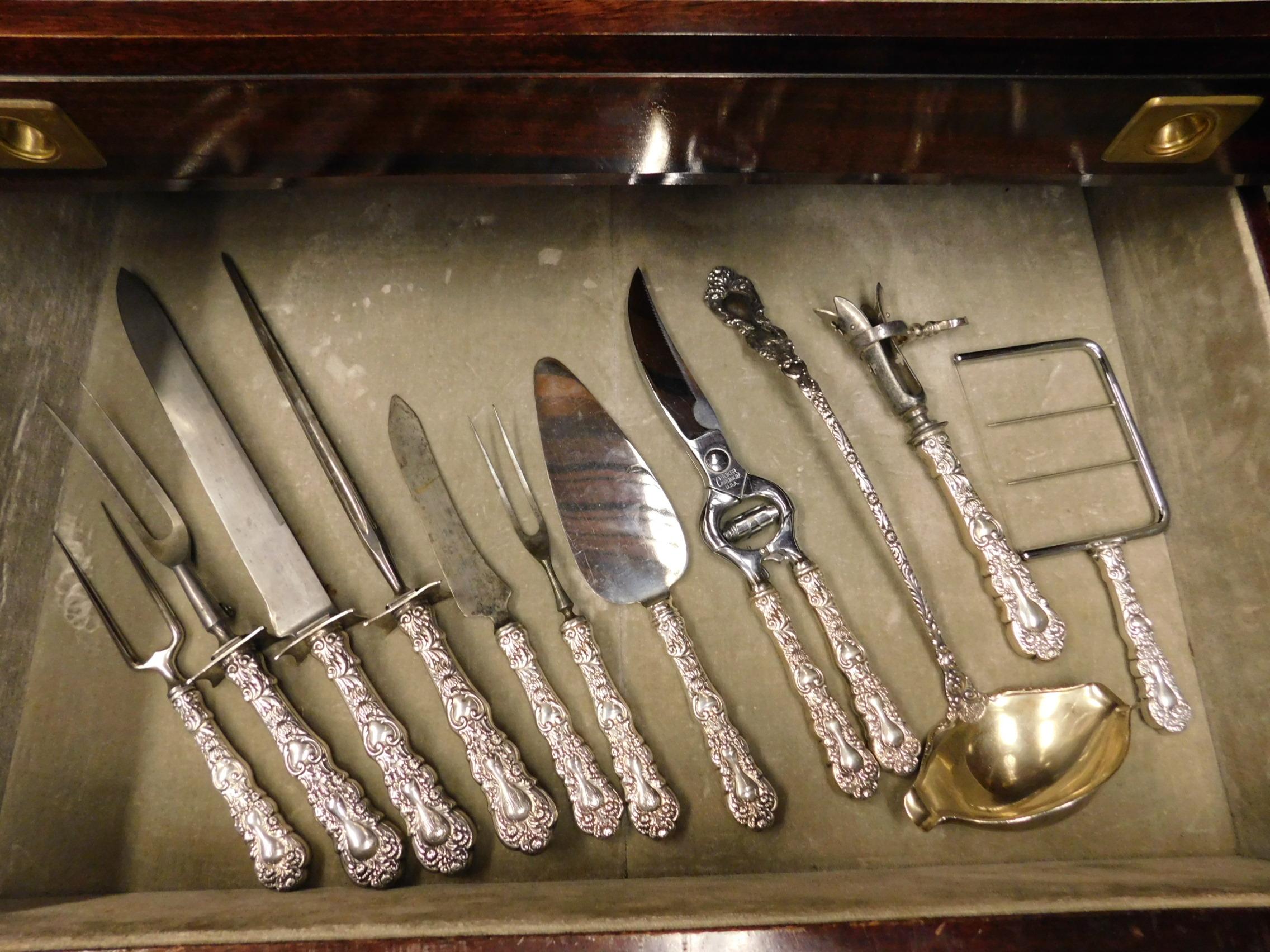 Imperial Chrysanthemum Gorham Sterling Silver Flatware Set Service 416 Pc Chest For Sale 6