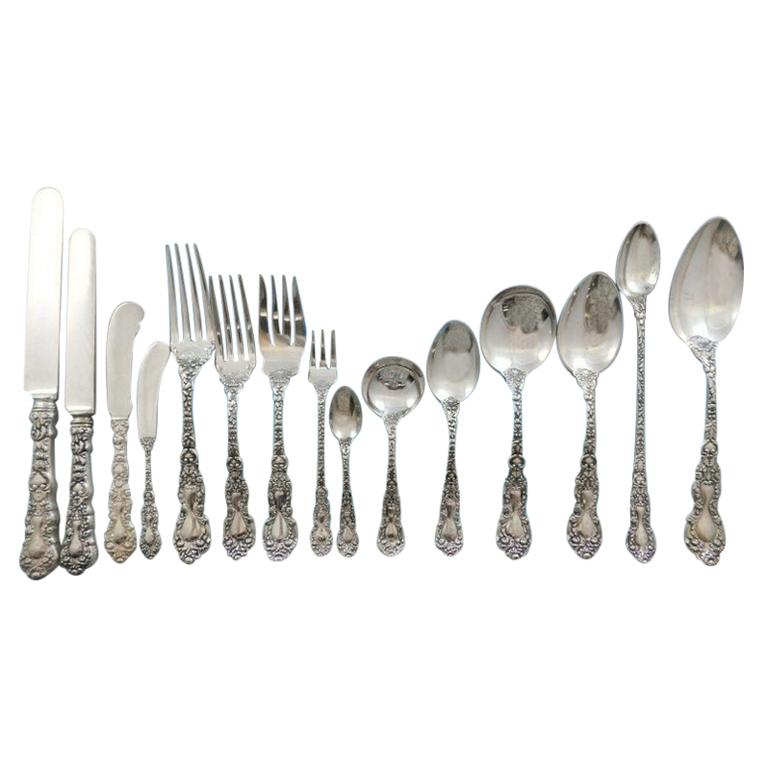 Imperial Chrysanthemum Gorham Sterling Silver Flatware Set Service 416 Pc Chest For Sale