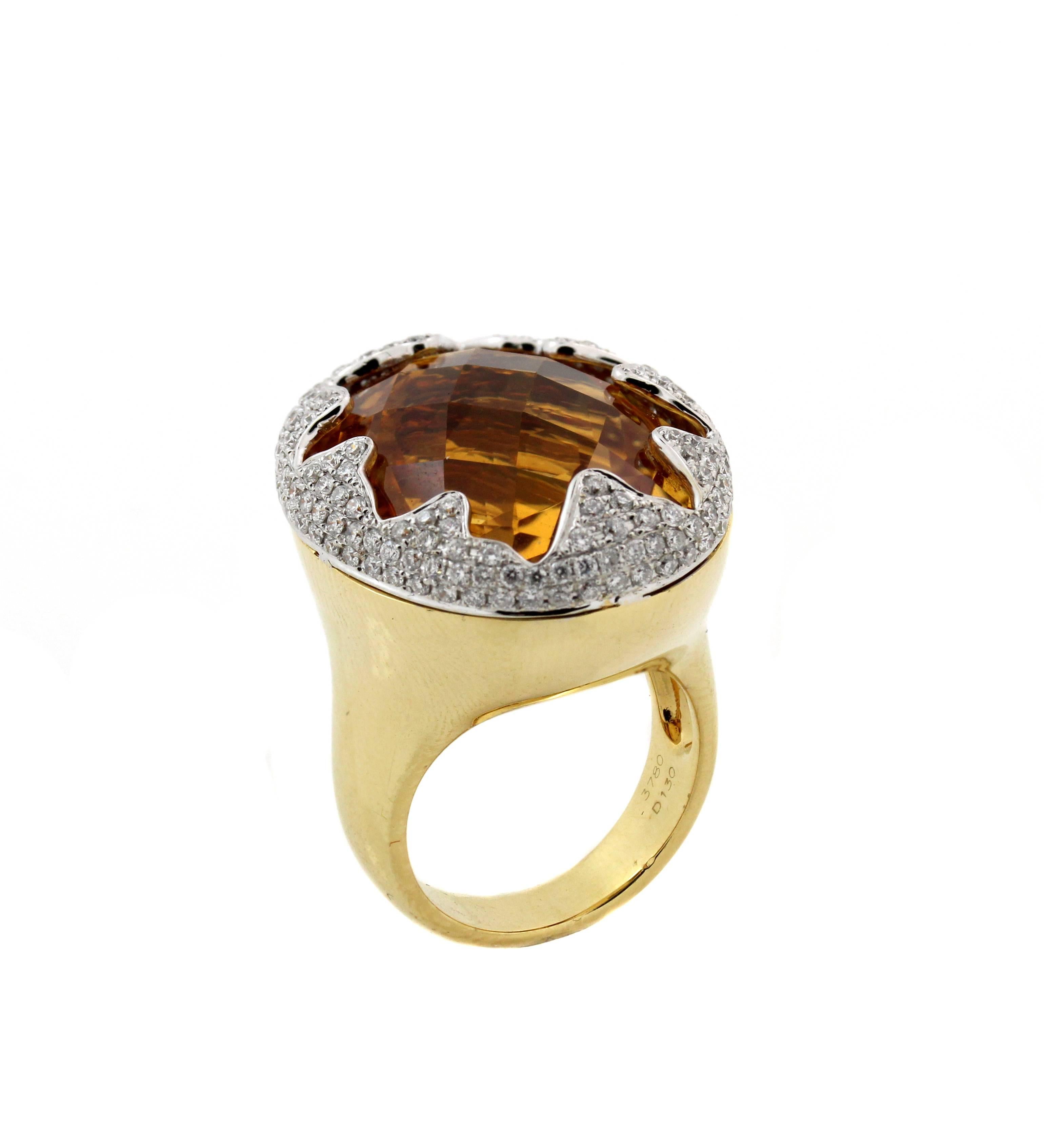 Women's Imperial Citrine Gold and Diamond Ring