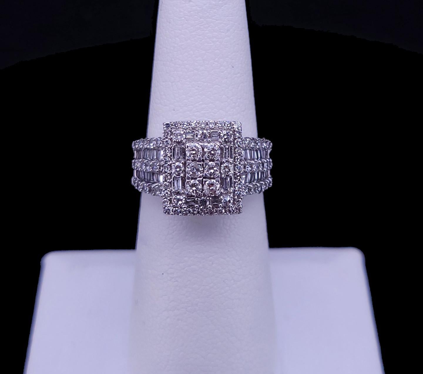 Imperial Cluster Diamond Halo Ring in White Gold For Sale